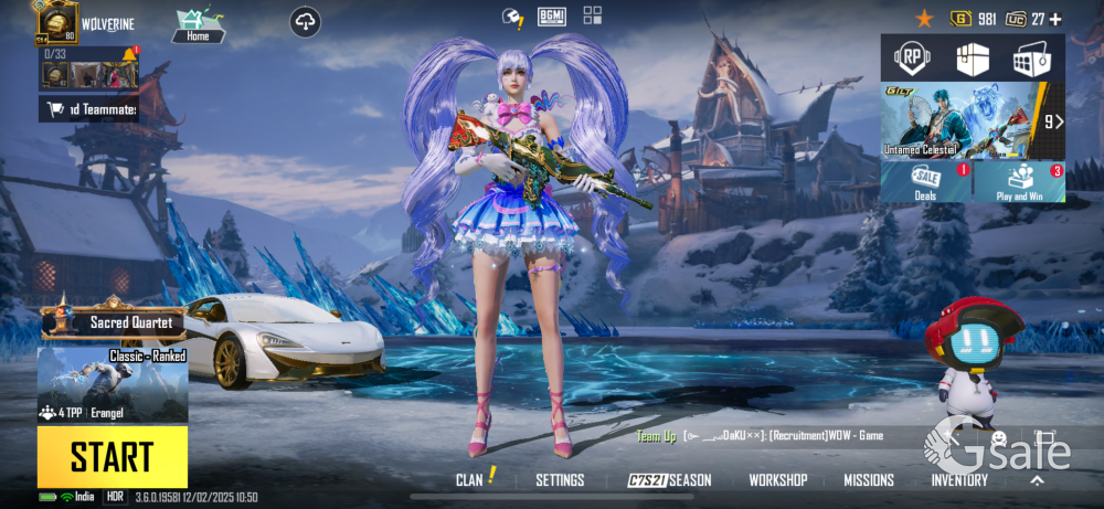 BGMI PREMIUM ACCOUNT LVL 80 