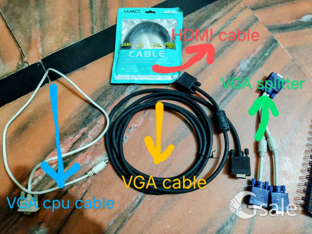 HDMI cable, VGA cable, VGA splitter, VGA cpu cable 