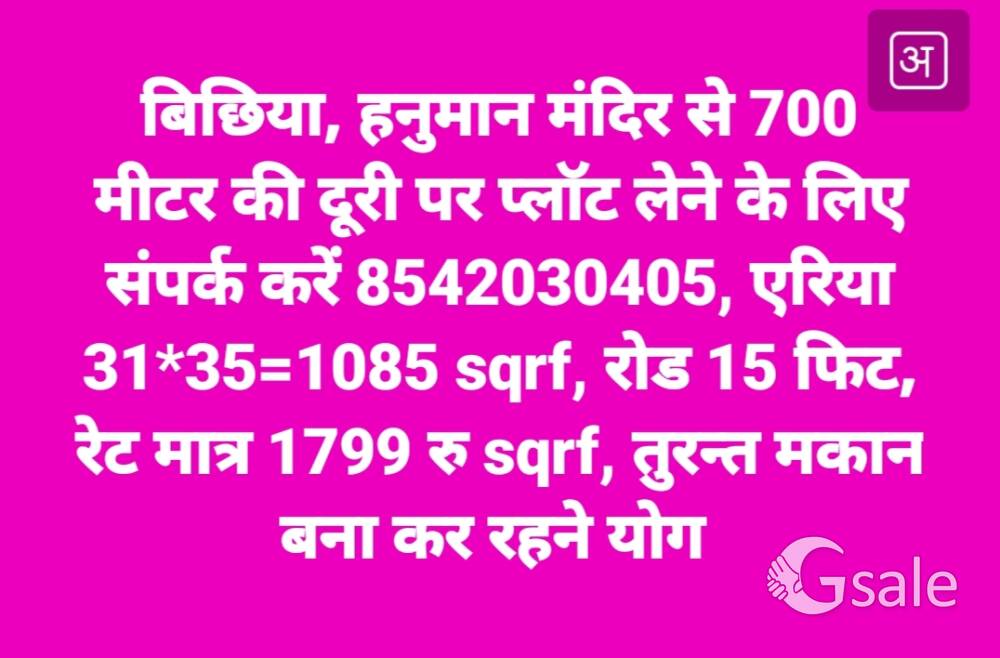 बिछिया, हनुमान मंदिर से 800 मीटर अंदर प्लॉट लेने के लिए संपर्क करें 8542030405