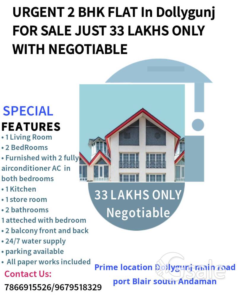 2 bhk flat sale in dollygunj port Blair 