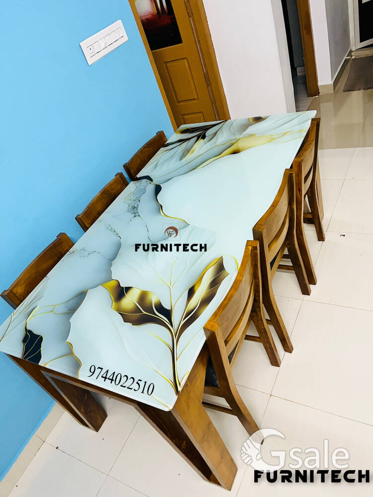 DINING TABLE SET ( PRINTED GLASS)