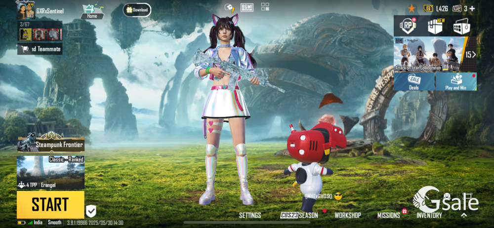 BGMI account M416 glacier max level 7