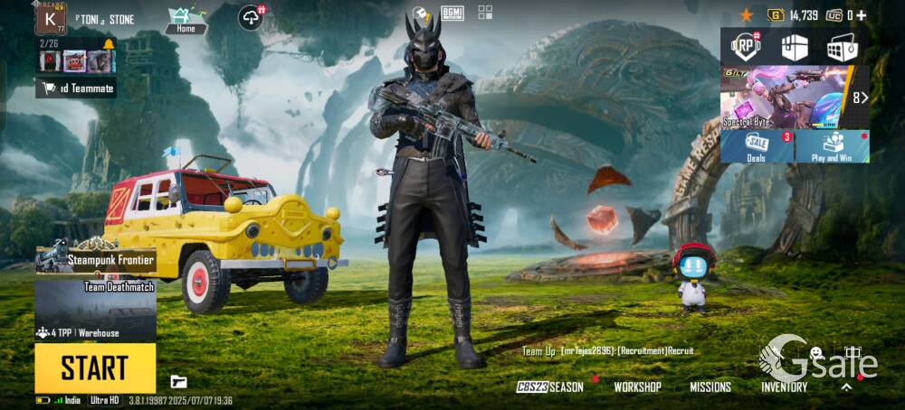 Bgmi account for sale with m416 Glacier unlock level 2 and account id level 77