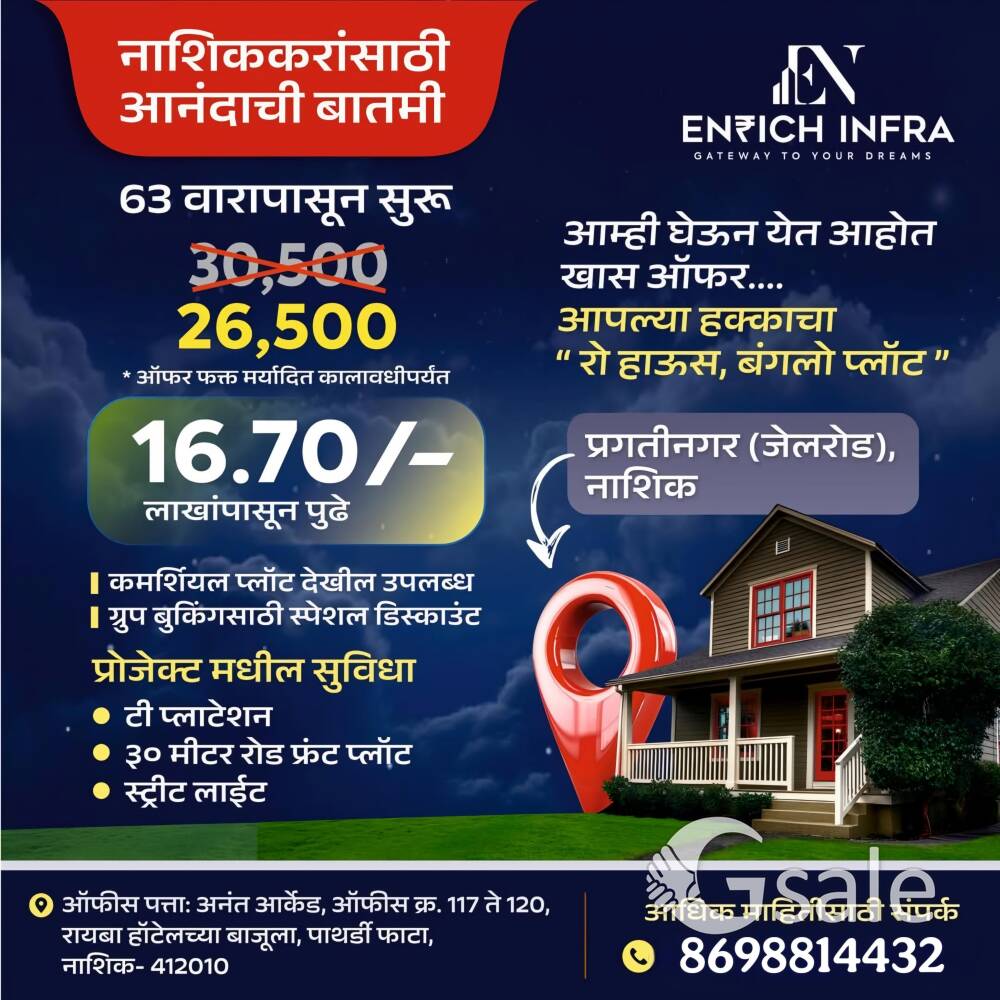 नाशिक महानगरपालिका हद्दीत फायनल N.A. प्लॉट्स उपलब्ध.