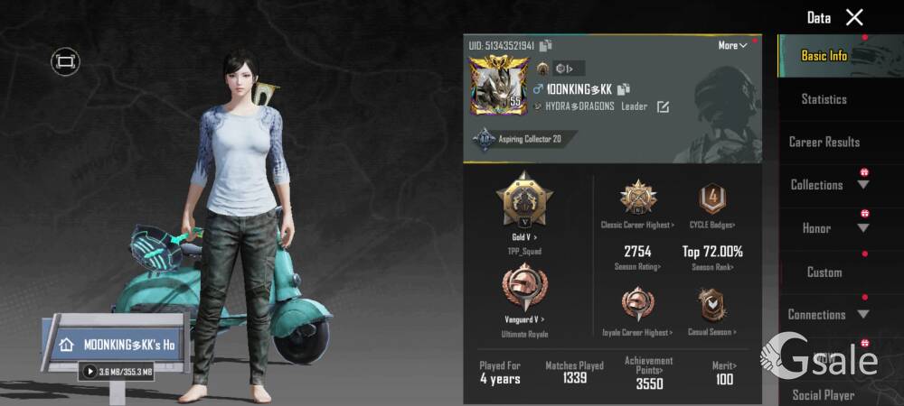 BGMI ID WITH GLACIER M416 AND MANY SKINS