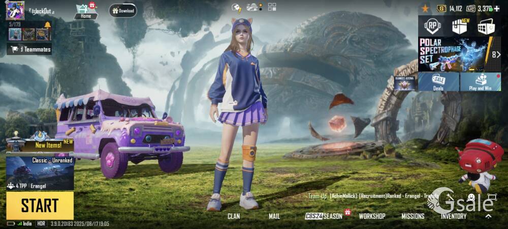 BGMI ID FOR SELL ! INCLUDED 5000+ UC It has RP since Season 10 also 2 Bonus pass and 2 Price path