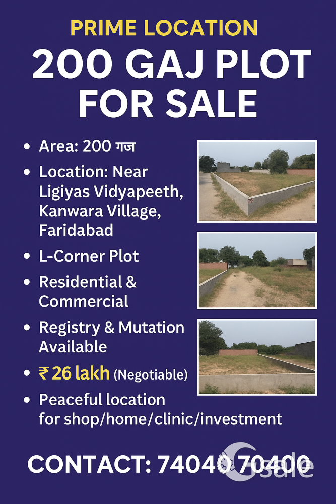 prime location L Corner plot for sale 