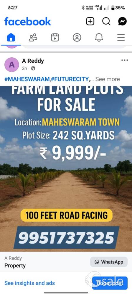 Maheshwaram town Farm land plots 