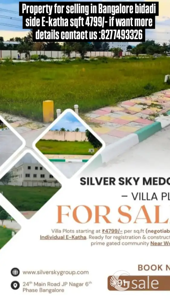 Property for selling in Bangalore bidadi side E-katha sqft 4799/- negotiable