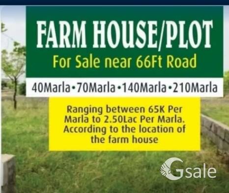 197 marlas farm house going cheap in just 60000/ per Marla just 2 km from CT INSTITUTE 66 ft roadPar