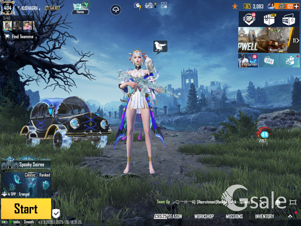 BGMI ID for sale with X suit and Max Glacier M4
