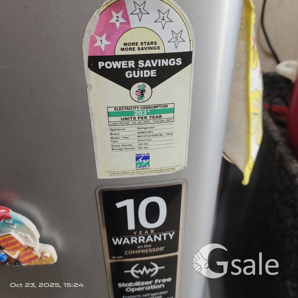 5 star rated 195 litre Samsung refrigerator 