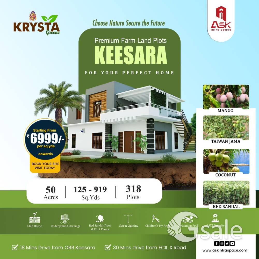 ASK KRYSTA GREENS, Keesara, ASK KRYSTA GREENS, premium farmland villa plots in Keesara