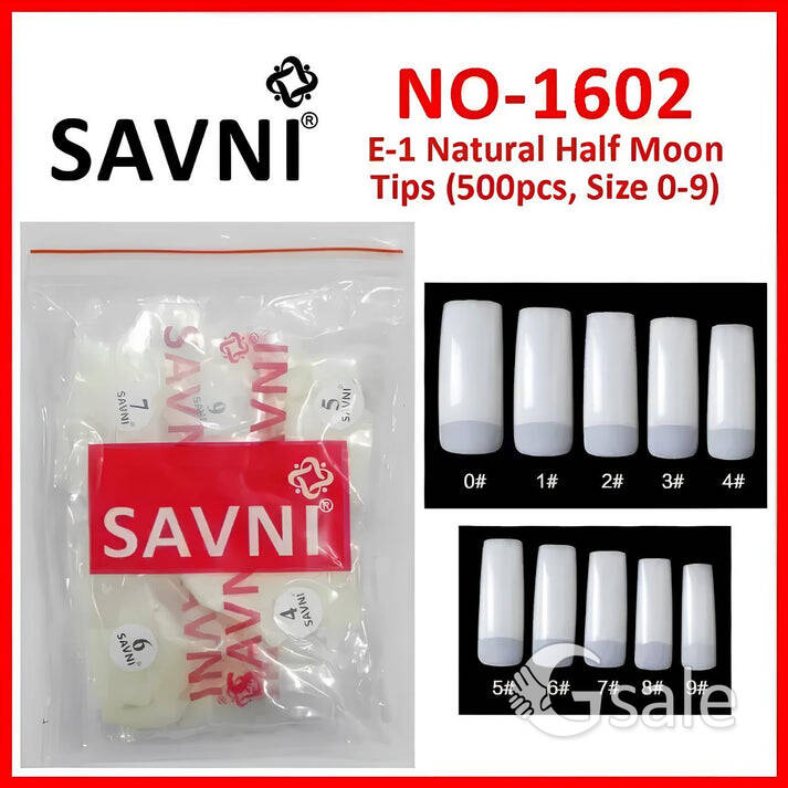 E1 D Lock Half Moon Natural Tips - 500 pcs