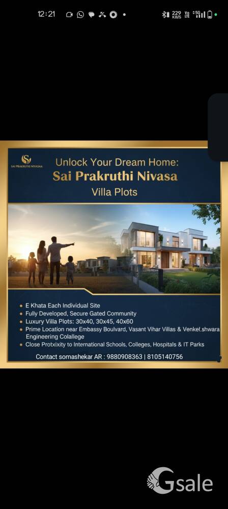 Luxury Vila Plats Sites For Sale Near Chikkajala 