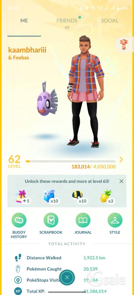 Pokemon go (Lvl62) for sale 