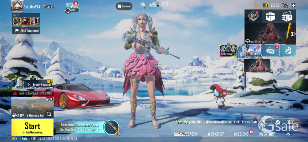 BGMI JONATHAN SET ID WITH GLACIER M4 and TUATARA CAR SKIN