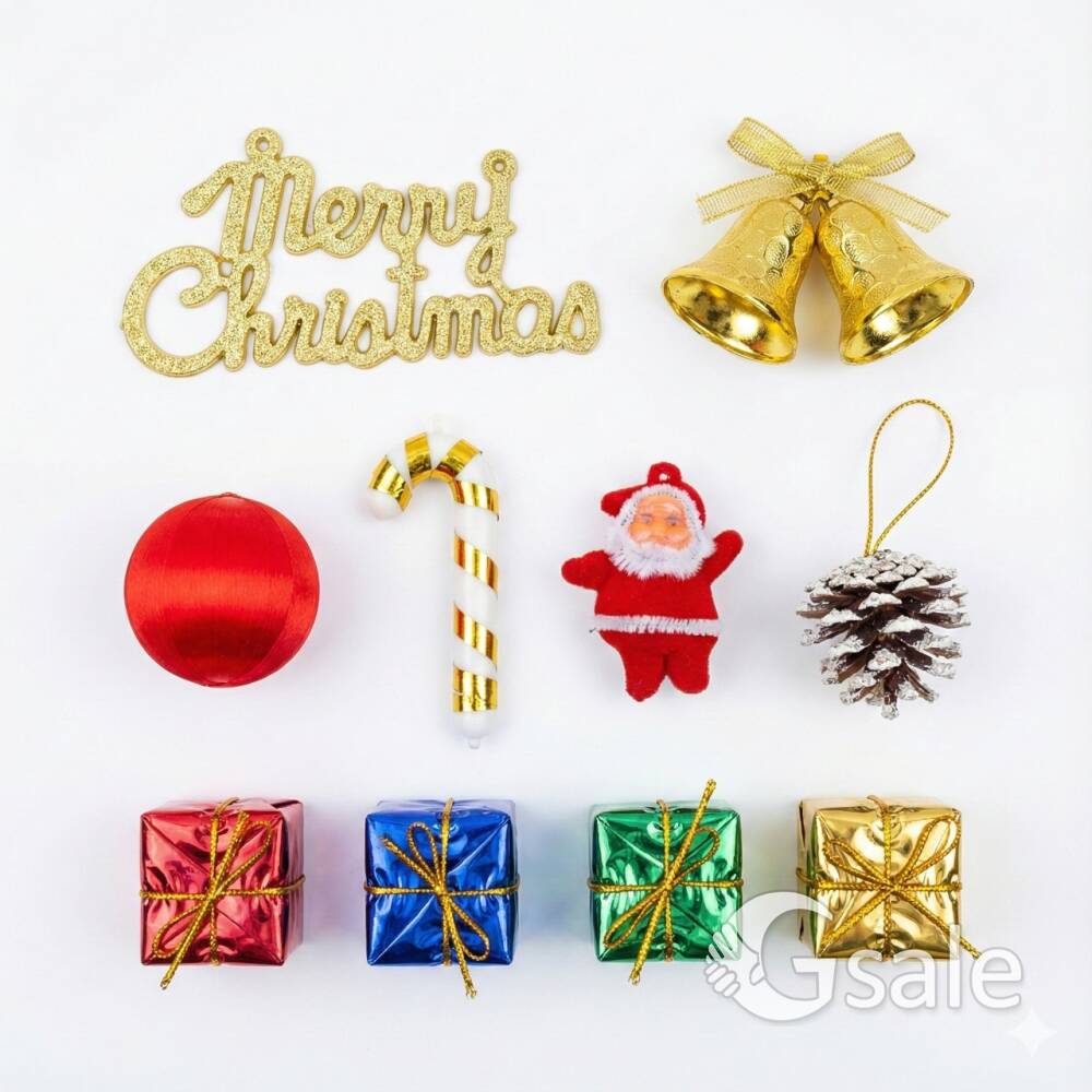 Festive Sparkle Christmas Tree Hanging Ornaments Set (10 Pcs)