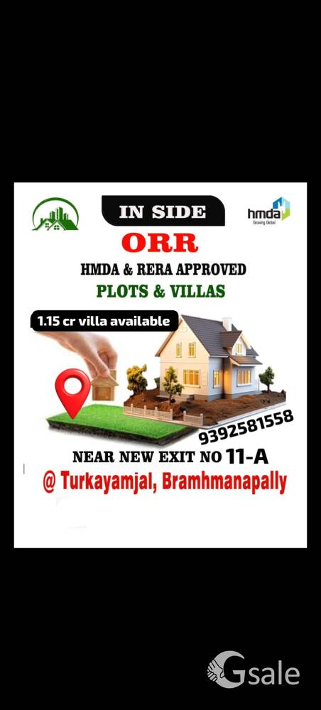 HMDA & RERA approved villa project at Turkayamjal brahmanpally near to the inside ORR 