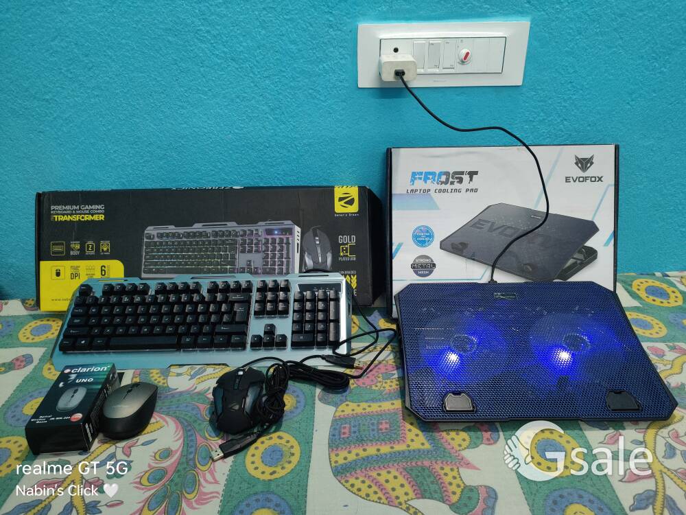 Zebronics RGB Keyboard Mouse, Evofox Forst Cooling Pad, Clarion Mouse