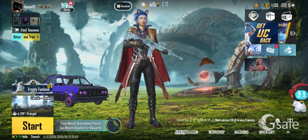 BGMI ID FOR SELL LEVEL 74