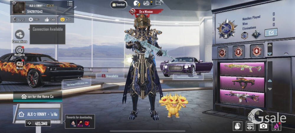 BGMI with 2super cars and 2 lvl 4 xsuits