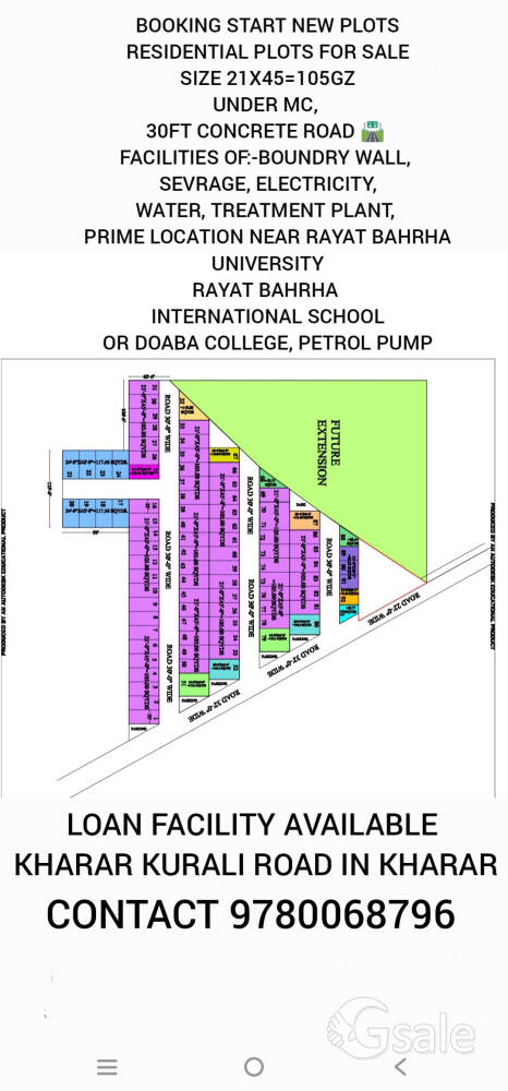 Residential plots for sale 105gz 21x45 near rayat bahrha university kharar