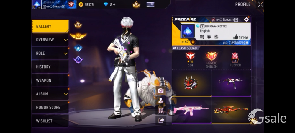 Free fire account sale ₹3000 only negotiable!!