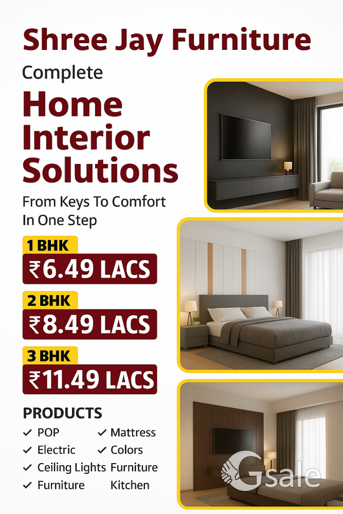 1/4 BHK flats in furnitures pop colour works solutions 
