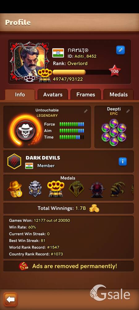 I want to sell my carrom account 