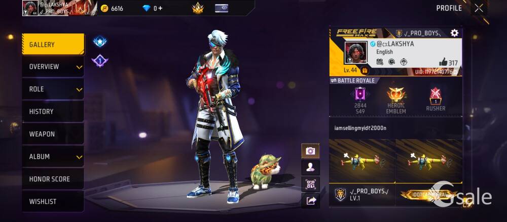 Free fire id in less brice