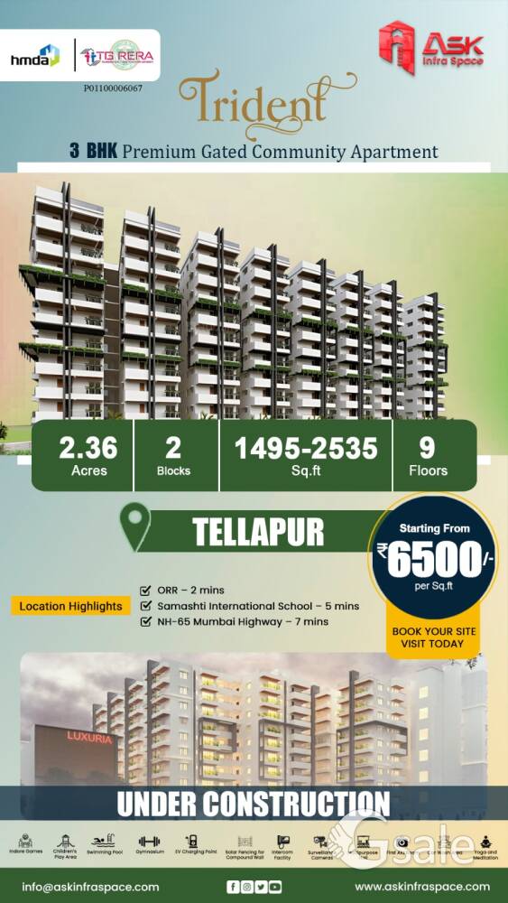 3 Bhk Apartments For Sale In Tellapur, 3 Bhk Apartments In Tellapur