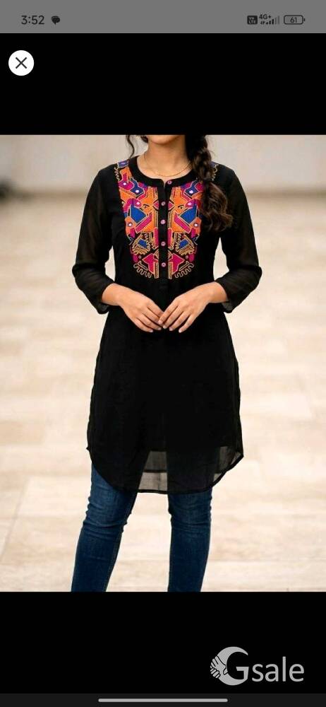 black embroidered kurta