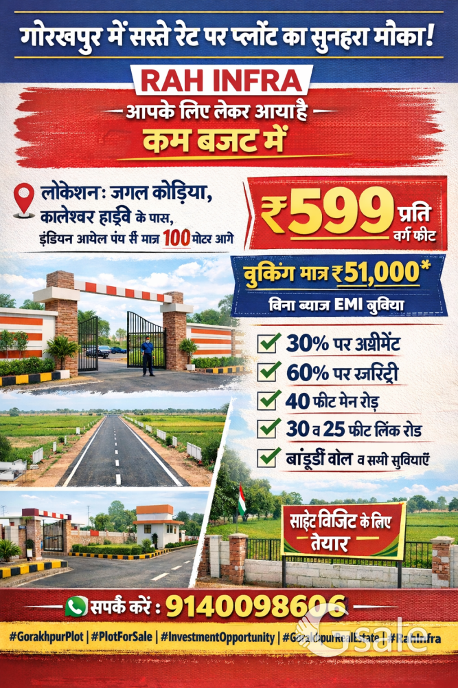📢 गोरखपुर में सस्ते रेट पर प्लॉट का सुनहरा मौ