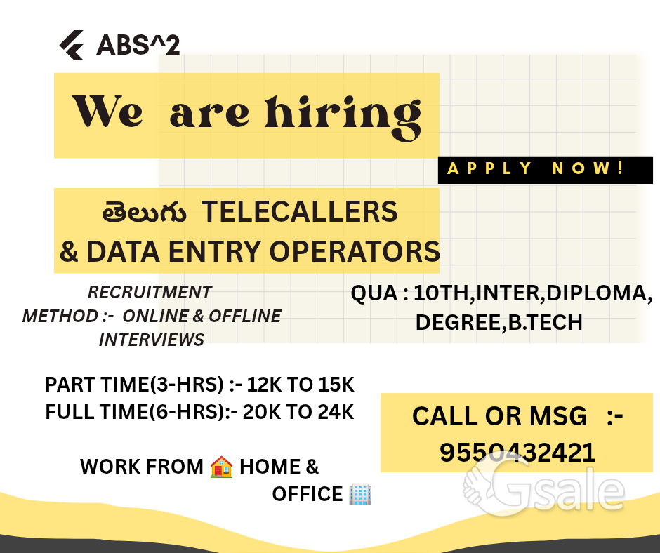 job vacancy for telugu people 