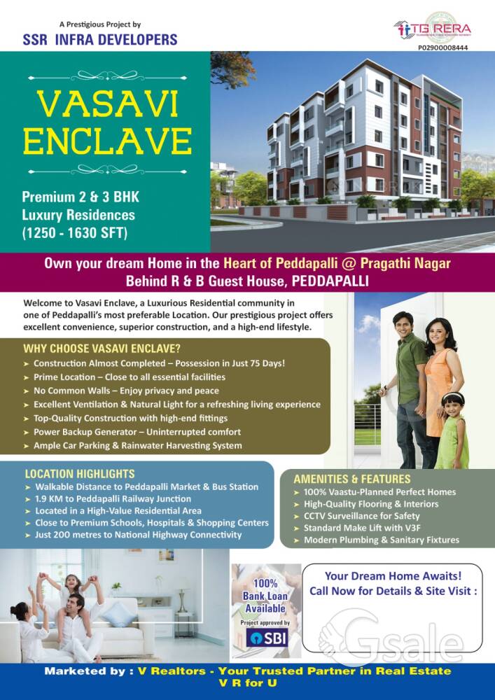 2 &3 BHK LUXURY FLATS FOR SALE- PEDDAPALLI 