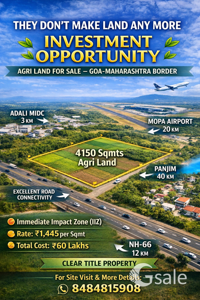 📍 Agri Land for Sale – Goa–Maharashtra Border