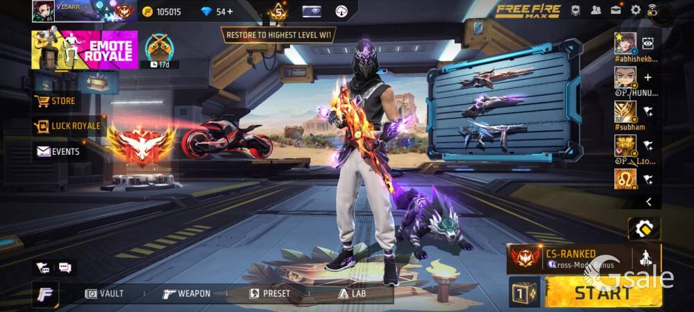 I want to sell my 64 level free fire id