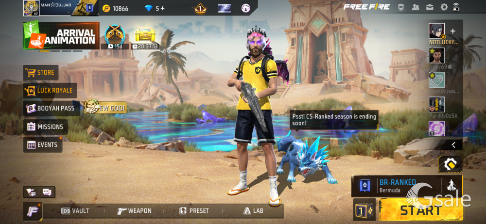 free fire id for sale level 62 amd prime level 5 id 