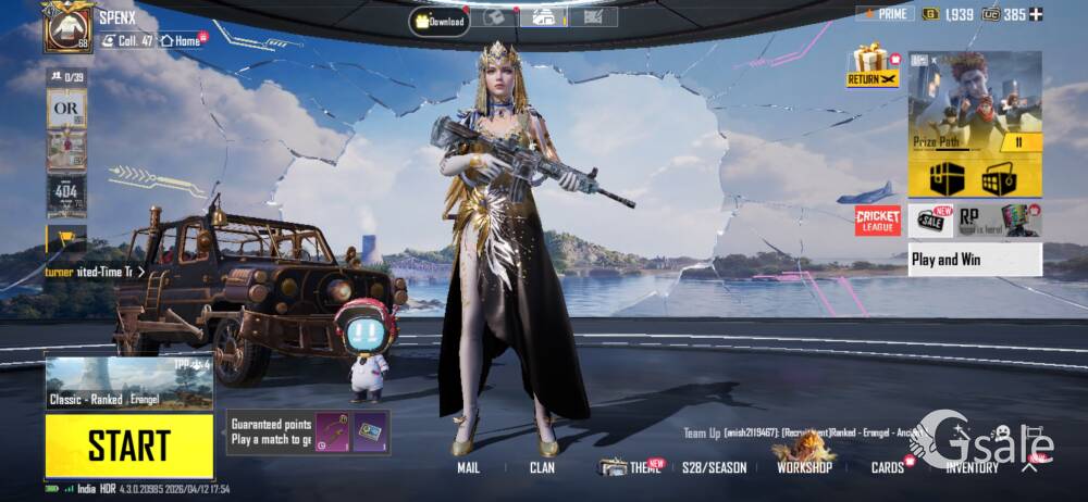 BGMI Glacier M416 skin id 