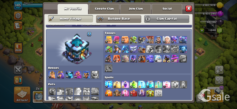 clash of clans id sell