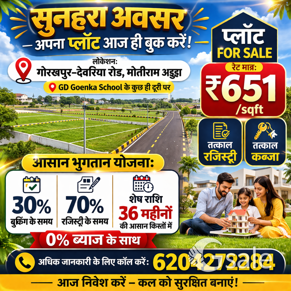 गोरखपुर देवरिया रोड मोतीराम अड्डा में आवासीय प्लॉट 