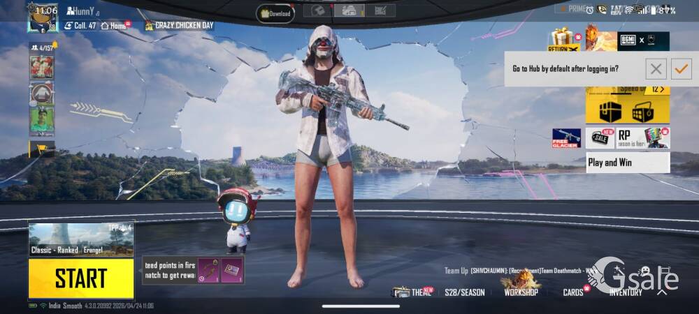 BGMI ID LVL 68 M416 Glacier LVL 4