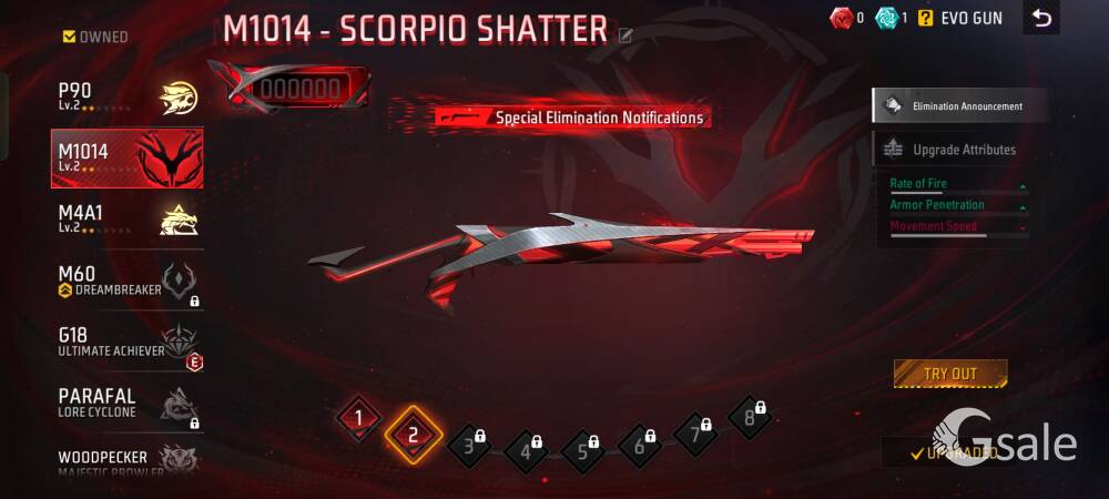 52 lv free fire id with 3 evo guns.. 