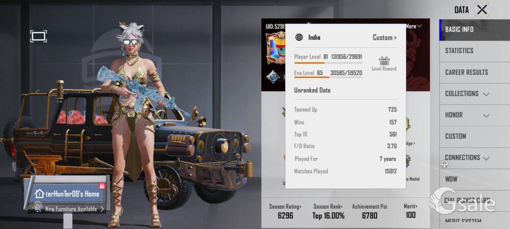 BGMI Account for Sale – High-Level ID, glacier max 