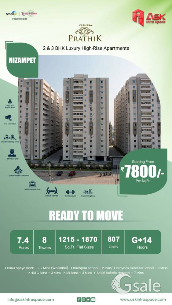 Flats/Apartments For Sale in Nizampet 