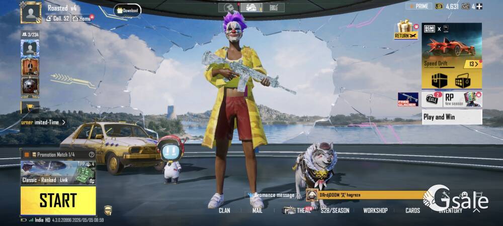 78 level BGMI ID , WITH M4 GLACIER 6TH LEVEL , HAVING 5 TO 6 GUNS TO BE UPGRADE , HAVING MORE MYTHIC