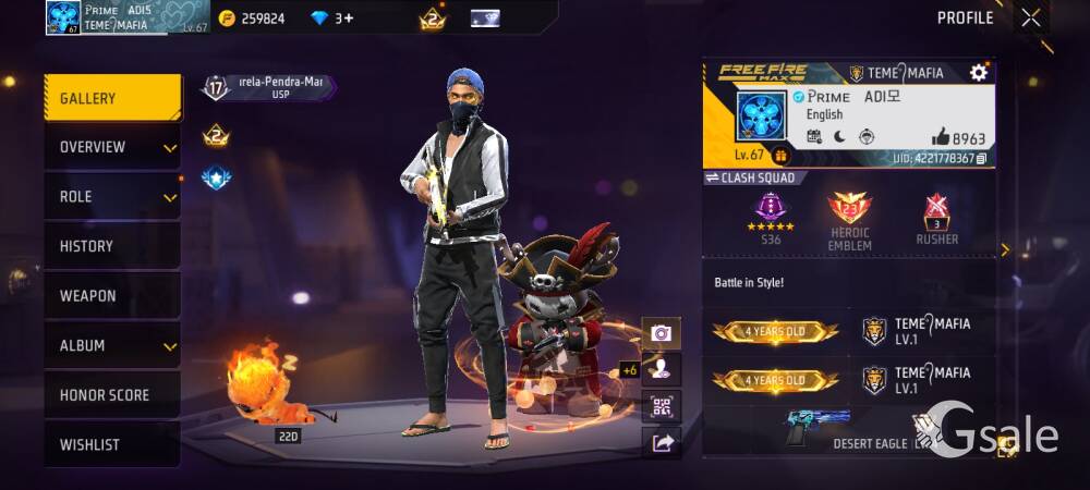 Free Fire ID 900 only