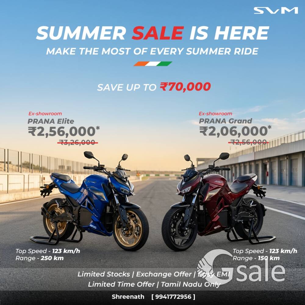 ⚡ SVM PRANA Electric Bike Sale – Save Up To ₹70,000 | 250KM Range | Easy EMI
