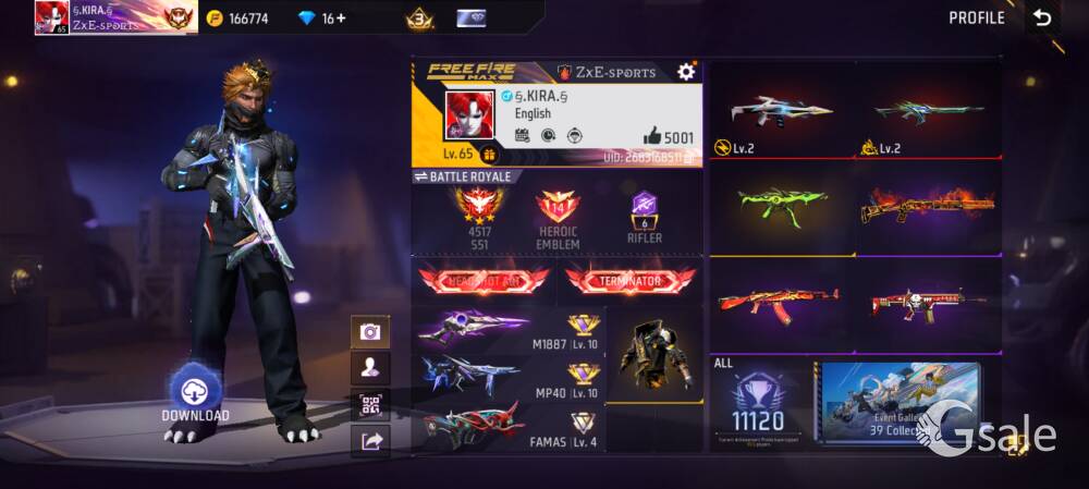 I want to sell my free fire ID almost 66 level